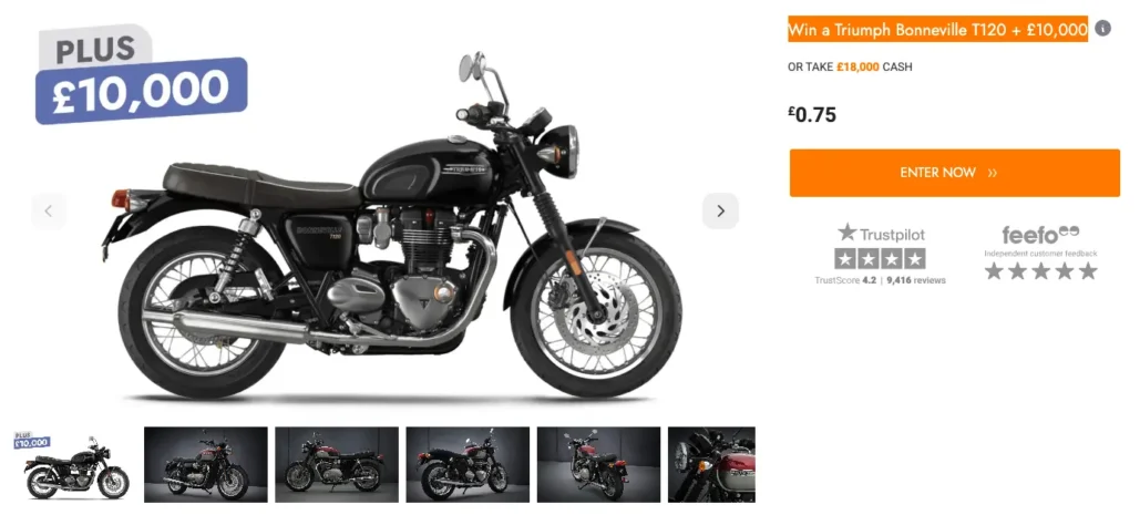 Win A Triumph Bonneville T120 + £10,000 With Botb Competitions